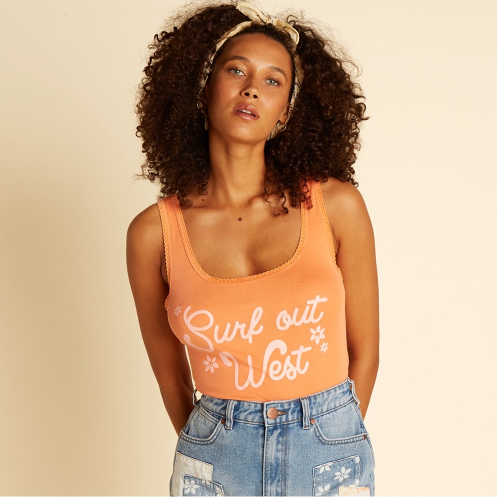 NWT Collab BILLABONG  With WRANGLER Sweet Womens Tank Top Size XS